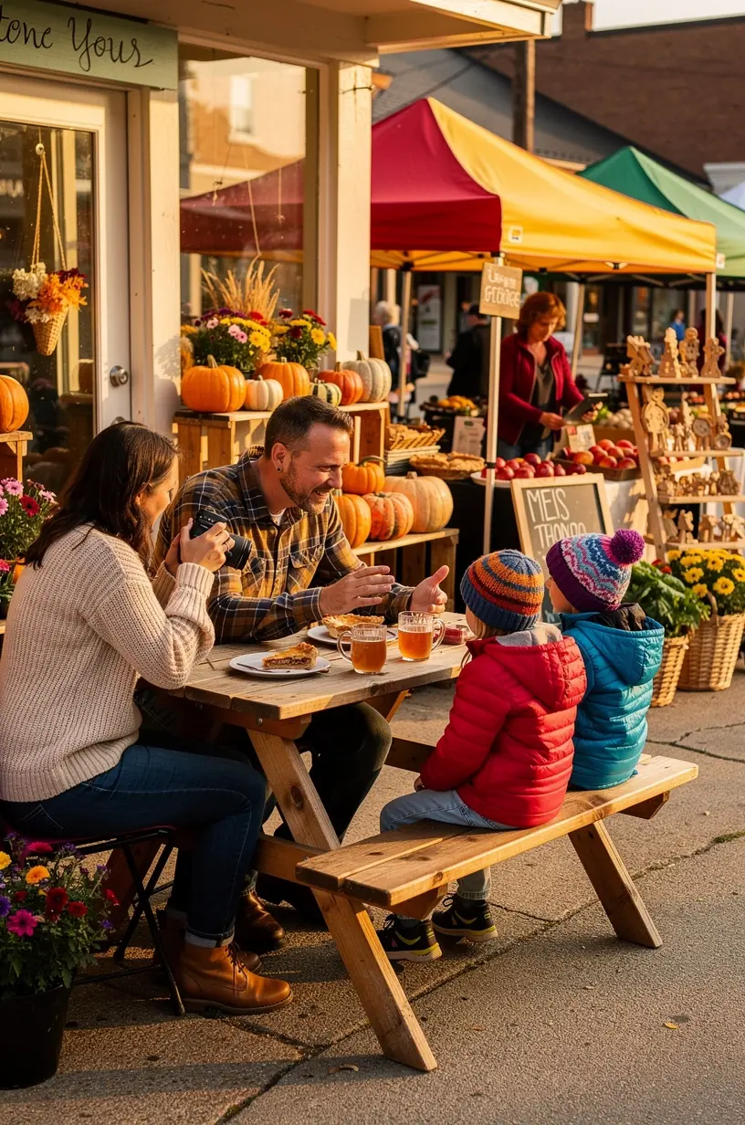 Интерьер уютного кафе с красочными стендами для фотографирования и автоматом печати памятных снимков.